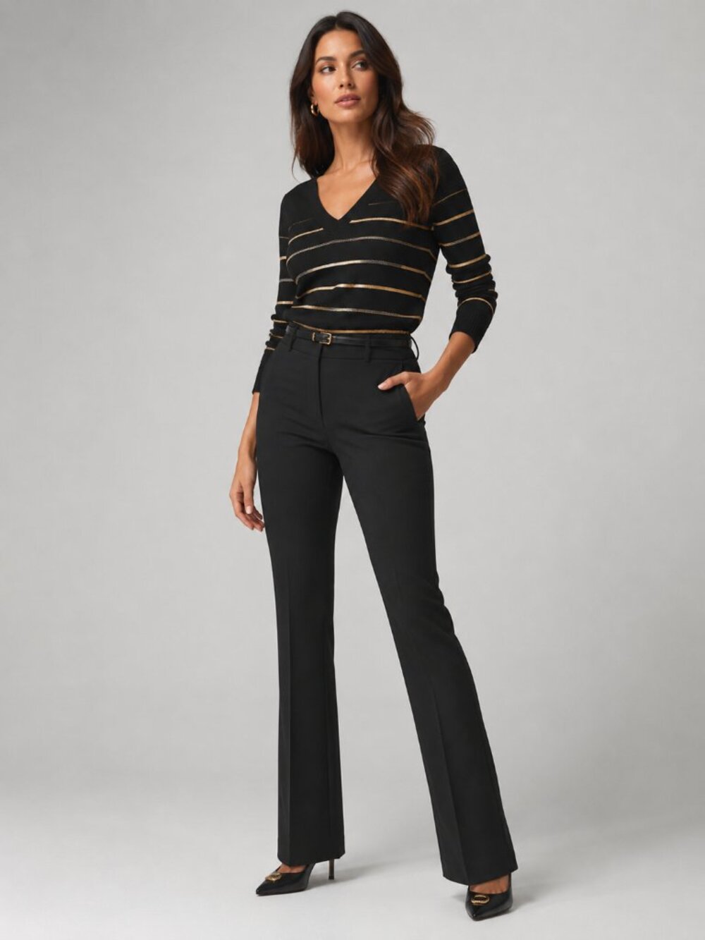 NWT White House Black Market The Slim Pant Black Work Trousers Size 8